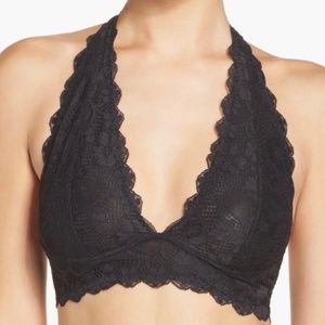 Free People Intimately FP Lace Halter Bralette Black Small